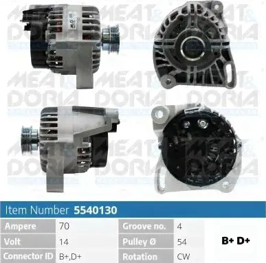 Генератор Meat & Doria для Fiat Bravo II 2007-2014. Артикул 5540130-0