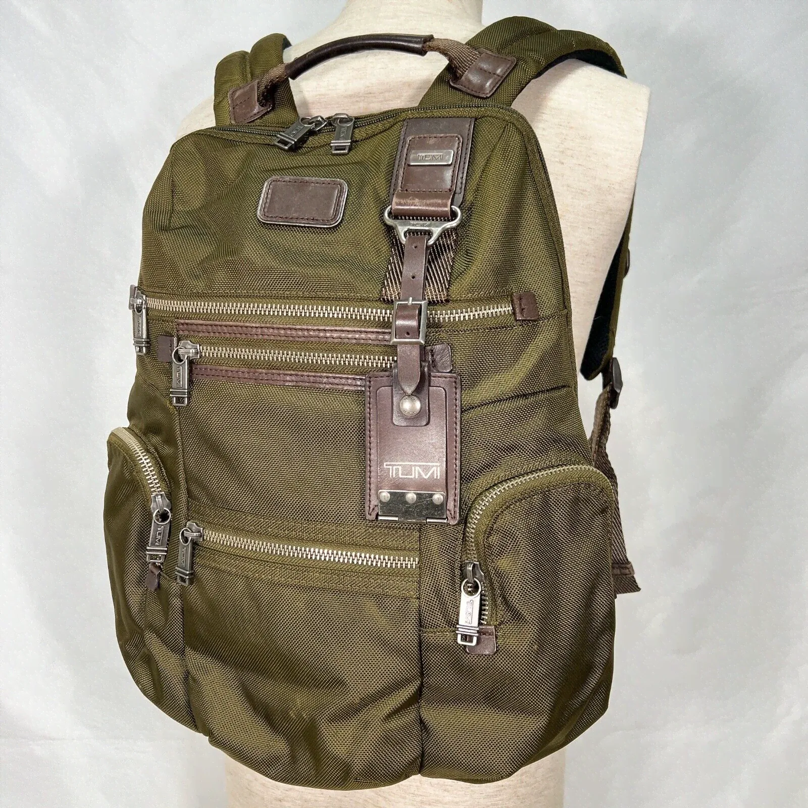 TUMI 22681OLH ALPHA BRAVO Knox backpack Olive Nylon unisex Good Condition